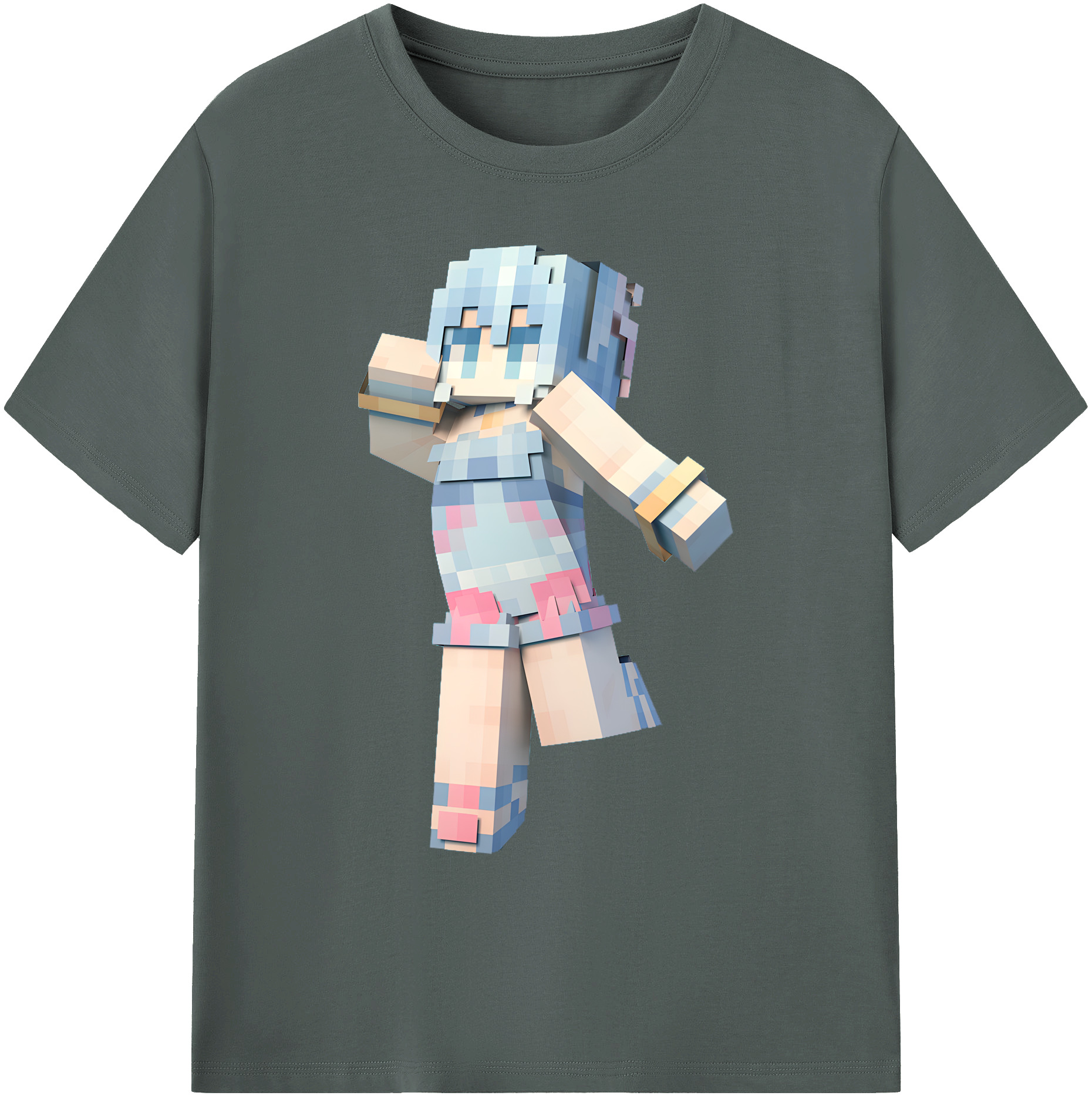 （画像用） マインクラフト ブロックの世界 Minecraft MC Block world 綿100％ メンズ半袖Tシャツ｜肌触りやわらか＆通気性